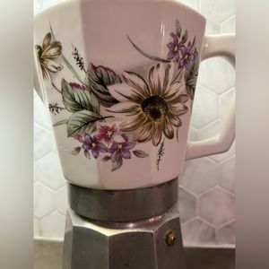 Vintage Ceramic   espresso maker ceramic with metal flowers